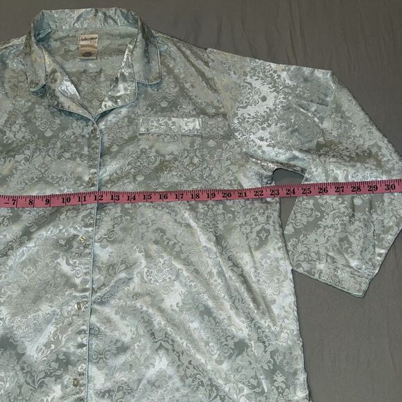 Delicates Sleepwear Set Women's Large Blue Floral Cotton Long Sleeve Button-Up - Picture 4 of 8